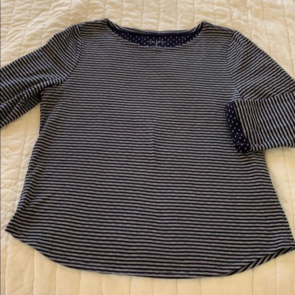 Talbots XL navy blue striped sailor top NWOT
